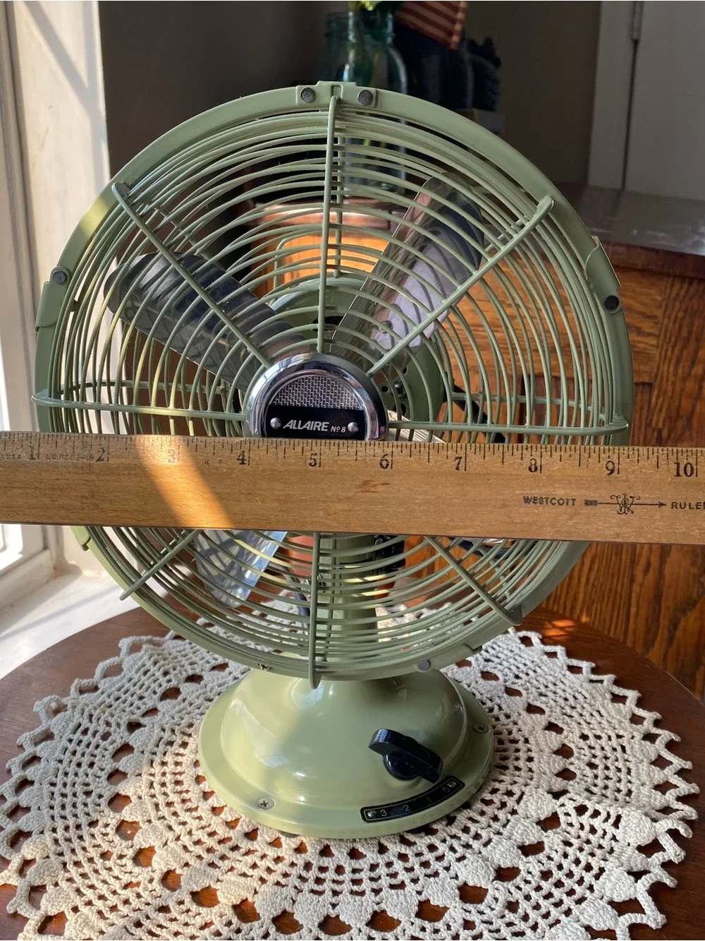 NEW! Allaire Restoration Hardware Vintage Retro Table Fan in Sage Green 3 Speeds